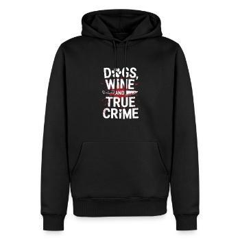 Chiens, vin et true crime – Funny Design - Sweat à capuche Premium bio Homme - noir - Devant - Nico (187cm)