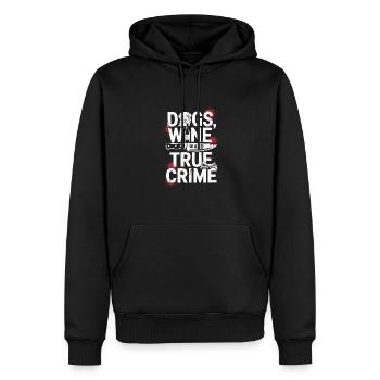 Chiens, vin et true crime – Funny Design - Sweat à capuche Premium bio Homme - noir - Devant - Nico (187cm)