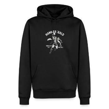 Hammersbald – Nordischer Gott der Ungeduld - Männer Premium Bio Hoodie - Schwarz - Vorne - Nico (187cm)