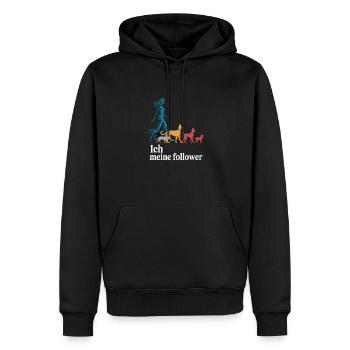 Ich & meine Follower – Hundehumor Design - Männer Premium Bio Hoodie - Schwarz - Vorne - Nico (187cm)