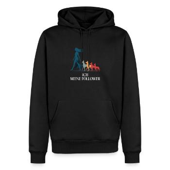 Ich & meine Follower – Hundehumor Design - Männer Premium Bio Hoodie - Schwarz - Vorne - Nico (187cm)