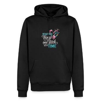 Motif de couture – point par point à la beauté - Sweat à capuche Premium bio Homme - noir - Devant - Nico (187cm)