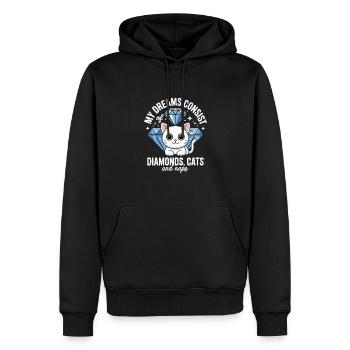 Les rêves sont faits de diamants, de chats, de siestes - Sweat à capuche Premium bio Homme - noir - Devant - Nico (187cm)