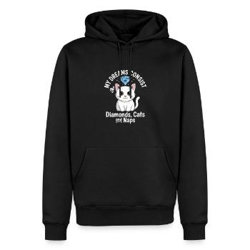 Les rêves sont faits de diamants, de chats, de siestes - Sweat à capuche Premium bio Homme - noir - Devant - Nico (187cm)