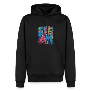DREAM Graffiti Design voller Farbe und Motivation - Männer Premium Bio Hoodie - Schwarz - Vorne - Nico (187cm)