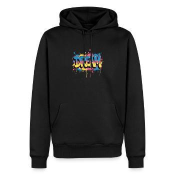 DREAM Graffiti Design voller Farbe und Motivation - Männer Premium Bio Hoodie - Schwarz - Vorne - Nico (187cm)