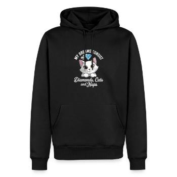 Les rêves sont faits de diamants, de chats, de siestes - Sweat à capuche Premium bio Homme - noir - Devant - Nico (187cm)