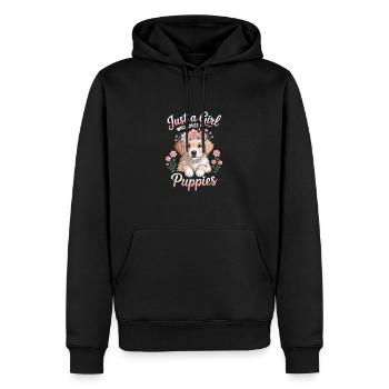 Just a Girl who loves puppies - Men’s Premium Organic Hoodie - black - Front - Nico (187cm)