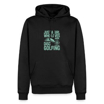 Juste une fille qui aime le Disc Golf - Sweat à capuche Premium bio Homme - noir - Devant - Nico (187cm)