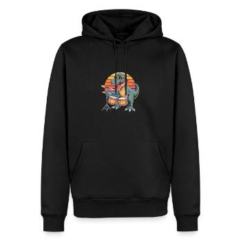 Trex spielt Schlagzeug - Männer Premium Bio Hoodie - Schwarz - Vorne - Nico (187cm)