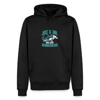 Just a girl who loves Hammerheads - Männer Premium Bio Hoodie - Schwarz - Vorne - Nico (187cm)