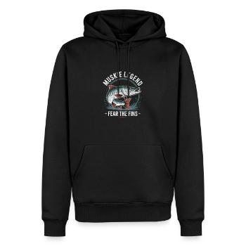 Cool Muskie Fish Design - Men’s Premium Organic Hoodie - black - Front - Nico (187cm)