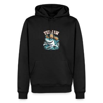 Yee mâchoire drôle cow-boy requin - Sweat à capuche Premium bio Homme - noir - Devant - Nico (187cm)
