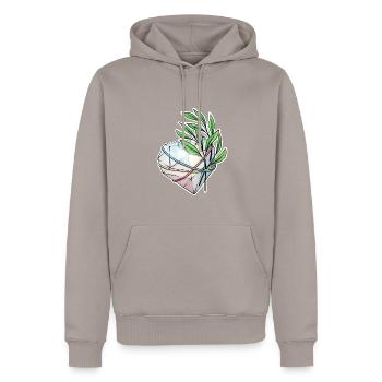 Kristall Herz - Männer Premium Bio Hoodie - Taupe - Vorne - Nico (187cm)