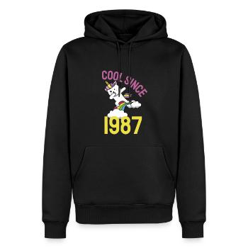 Cool depuis 1987 Dabbing chat 35ème anniversaire - Sweat à capuche Premium bio Homme - noir - Devant - Nico (187cm)