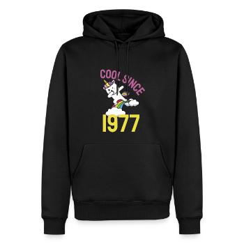 Cool depuis 1977 Dabbing chat 45ème anniversaire - Sweat à capuche Premium bio Homme - noir - Devant - Nico (187cm)