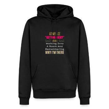 At My Age "Getting Lucky" Means ... Senior Humor - Men’s Premium Organic Hoodie - black - Front - Nico (187cm)