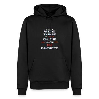 Vêtements de connexion uniques pour les couples en ligne - Sweat à capuche Premium bio Homme - noir - Devant - Nico (187cm)