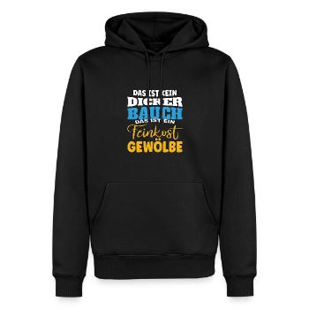 Das ist kein Bauch, das ist ein Feinkostgewölbe - Männer Premium Bio Hoodie - Schwarz - Vorne - Nico (187cm)