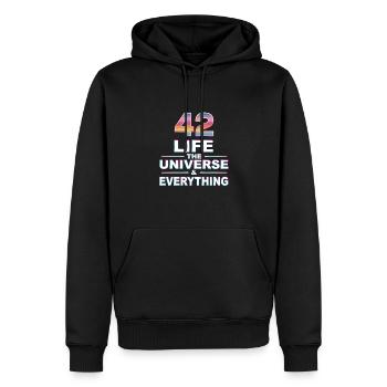 Life Universe Everything 42 answers - Men’s Premium Organic Hoodie - black - Front - Nico (187cm)