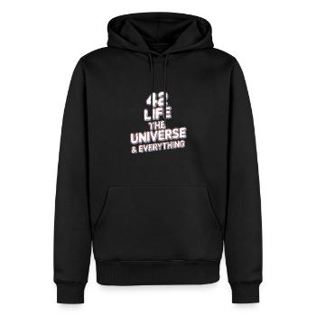 Life Universe Everything 42 réponses - Sweat à capuche Premium bio Homme - noir - Devant - Nico (187cm)