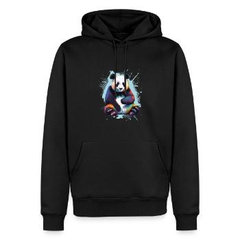 Panda - Men’s Premium Organic Hoodie - black - Front - Nico (187cm)