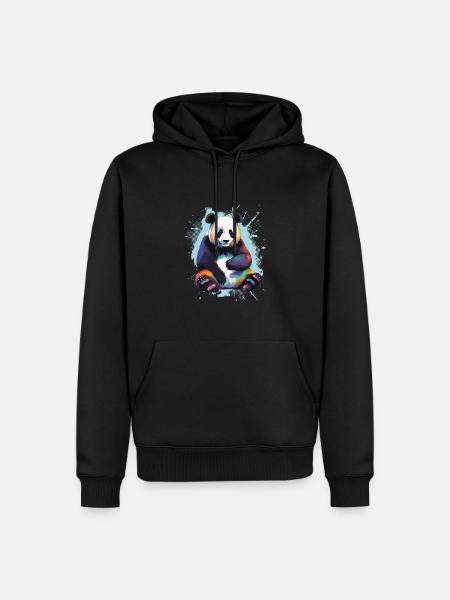 Panda - Men’s Premium Organic Hoodie - black