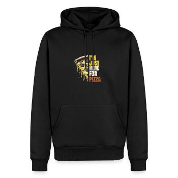 Je suis juste ici pour la pizza – LustigesPizza Desing - Sweat à capuche Premium bio Homme - noir - Devant - Nico (187cm)