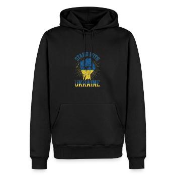Soutien à l’Ukraine - Sweat à capuche Premium bio Homme - noir - Devant - Nico (187cm)