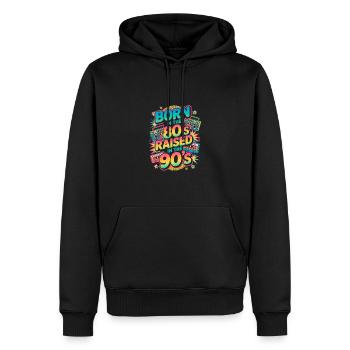 Born in te80s raised int 90s - Männer Premium Bio Hoodie - Schwarz - Vorne - Nico (187cm)