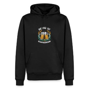 Lustiges Bier Design - Männer Premium Bio Hoodie - Schwarz - Vorne - Nico (187cm)