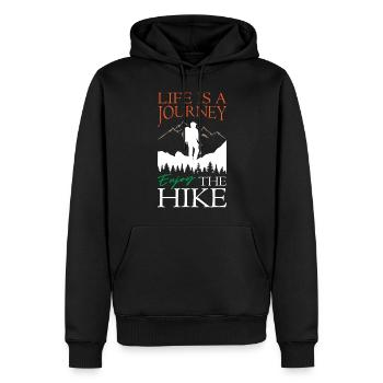 La vie est un voyage Profitez de la randonnée - Sweat à capuche Premium bio Homme - noir - Devant - Nico (187cm)