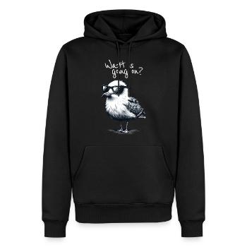 Watt is going on Coole Möwe Nordsee Spruch - Männer Premium Bio Hoodie - Schwarz - Vorne - Nico (187cm)