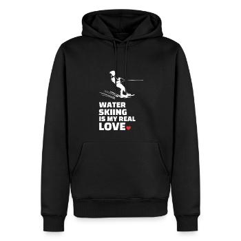 J’adore le ski nautique - Sweat à capuche Premium bio Homme - noir - Devant - Nico (187cm)
