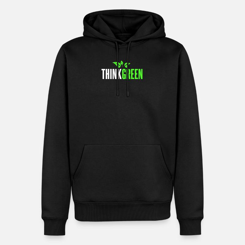 Think Green - Männer Premium Bio Hoodie - Schwarz