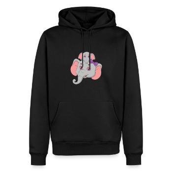Süße Elefanten große Schwester mit Lila Schleife - Männer Premium Bio Hoodie - Schwarz - Vorne - Nico (187cm)