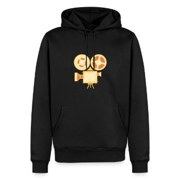 Ancienne icône de caméra argentique, dessinée à la main. Directeur - Sweat à capuche Premium bio Homme - noir - Devant - Nico (187cm)