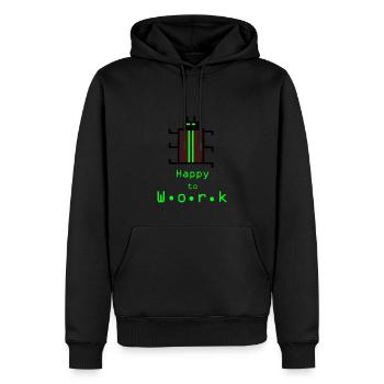 HappyWorkBeetle - Men’s Premium Organic Hoodie - black - Front - Nico (187cm)
