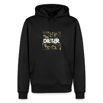 Dieter Nom Hoodie Hommes Bonne Qualité Camouflage - Sweat à capuche Premium bio Homme - noir - Devant - Nico (187cm)
