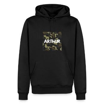 Arthur Name Hoodie Männer gute Qualität camouflage - Männer Premium Bio Hoodie - Schwarz - Vorne - Nico (187cm)