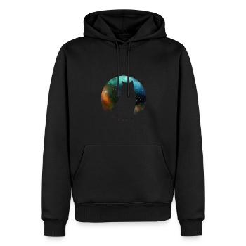 Süße galaktische Weltraumkatze - Männer Premium Bio Hoodie - Schwarz - Vorne - Nico (187cm)