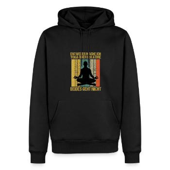 Sprüche Yoga Mann oder atmen Geht nicht - Männer Premium Bio Hoodie - Schwarz - Vorne - Nico (187cm)