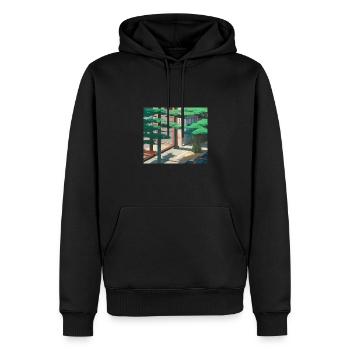 Tokio-Landschaft - Männer Premium Bio Hoodie - Schwarz - Vorne - Nico (187cm)