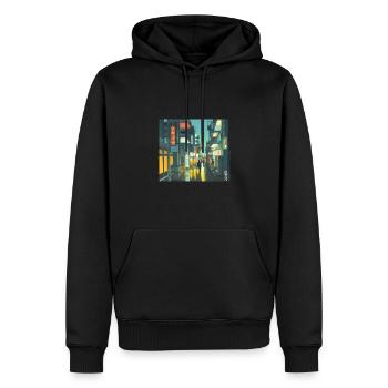 Tokio-Landschaft - Männer Premium Bio Hoodie - Schwarz - Vorne - Nico (187cm)