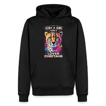 Juste une fille qui aime les guépards Gepard - Sweat à capuche Premium bio Homme - noir - Devant - Nico (187cm)