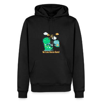 T-shirt We Love Soccer Game Dinosaur - Sweat à capuche Premium bio Homme - noir - Devant - Nico (187cm)