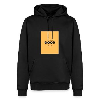 Das Leben ist so gut - Männer Premium Bio Hoodie - Schwarz - Vorne - Nico (187cm)