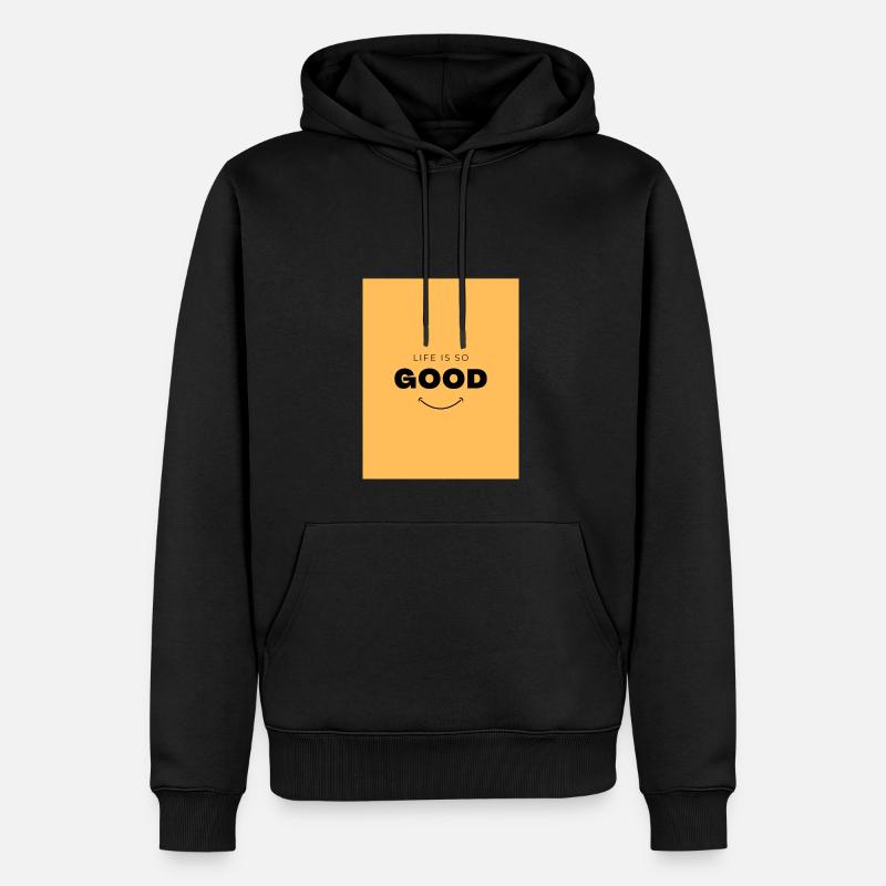 Das Leben ist so gut - Männer Premium Bio Hoodie - Schwarz