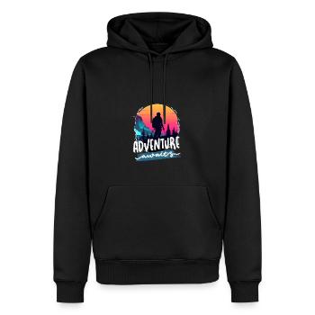 Das Abenteuer wartet auf Sie - Männer Premium Bio Hoodie - Schwarz - Vorne - Nico (187cm)