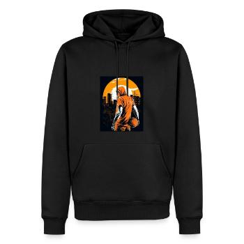 Korb - Männer Premium Bio Hoodie - Schwarz - Vorne - Nico (187cm)